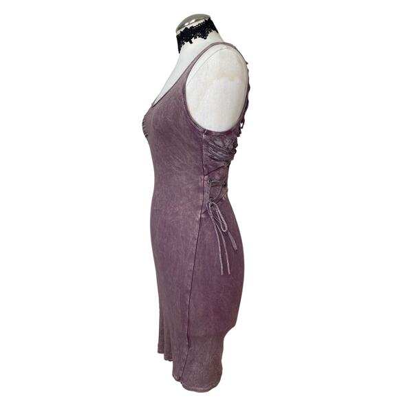 T Party VTG Y2K 90s Purple Distressed Body Con Tank Dress - Picture 8 of 11